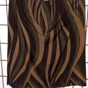 Zenobia Brown Cream Green and Black Patterned Mini Skirt